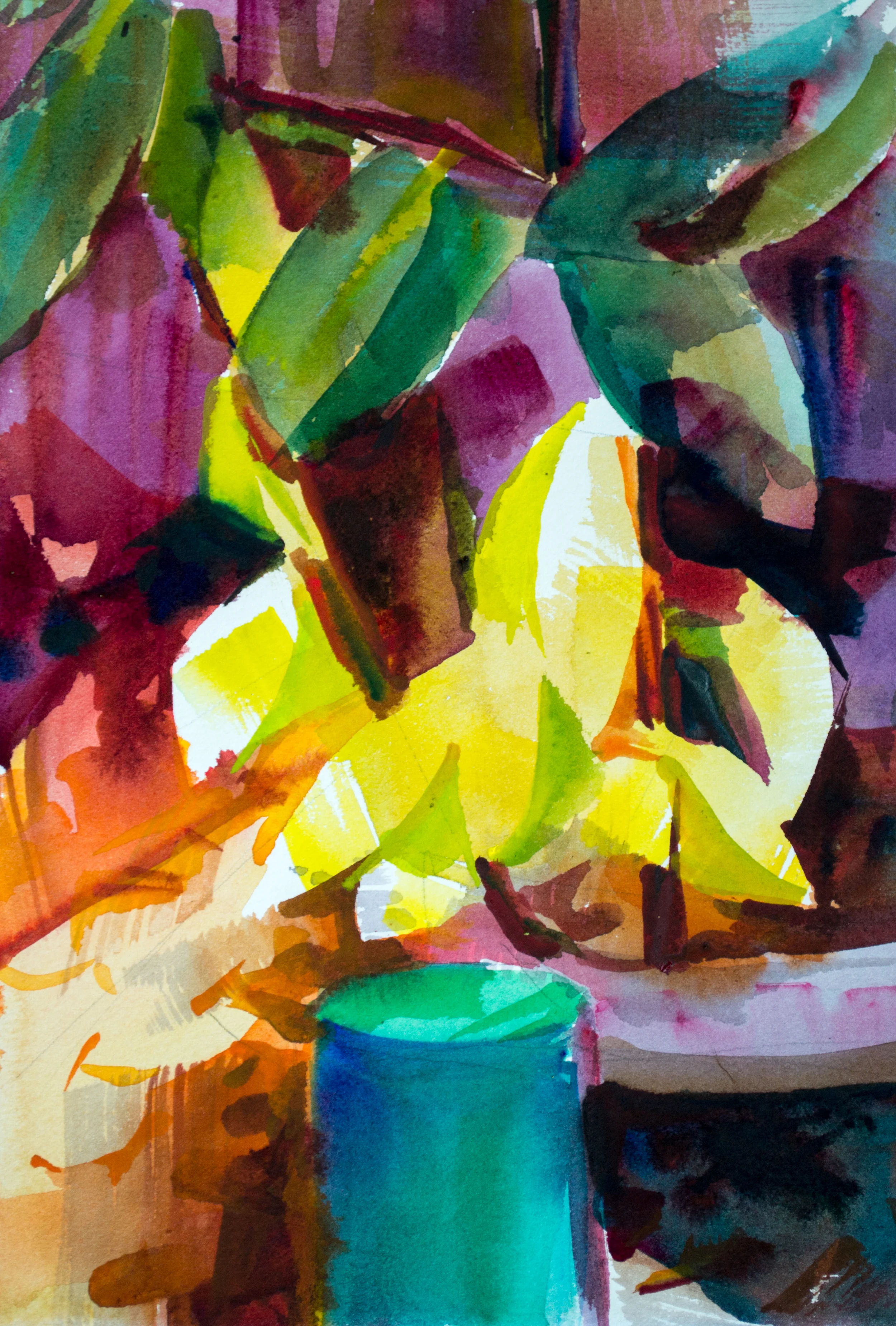 watercolor with greenbucket