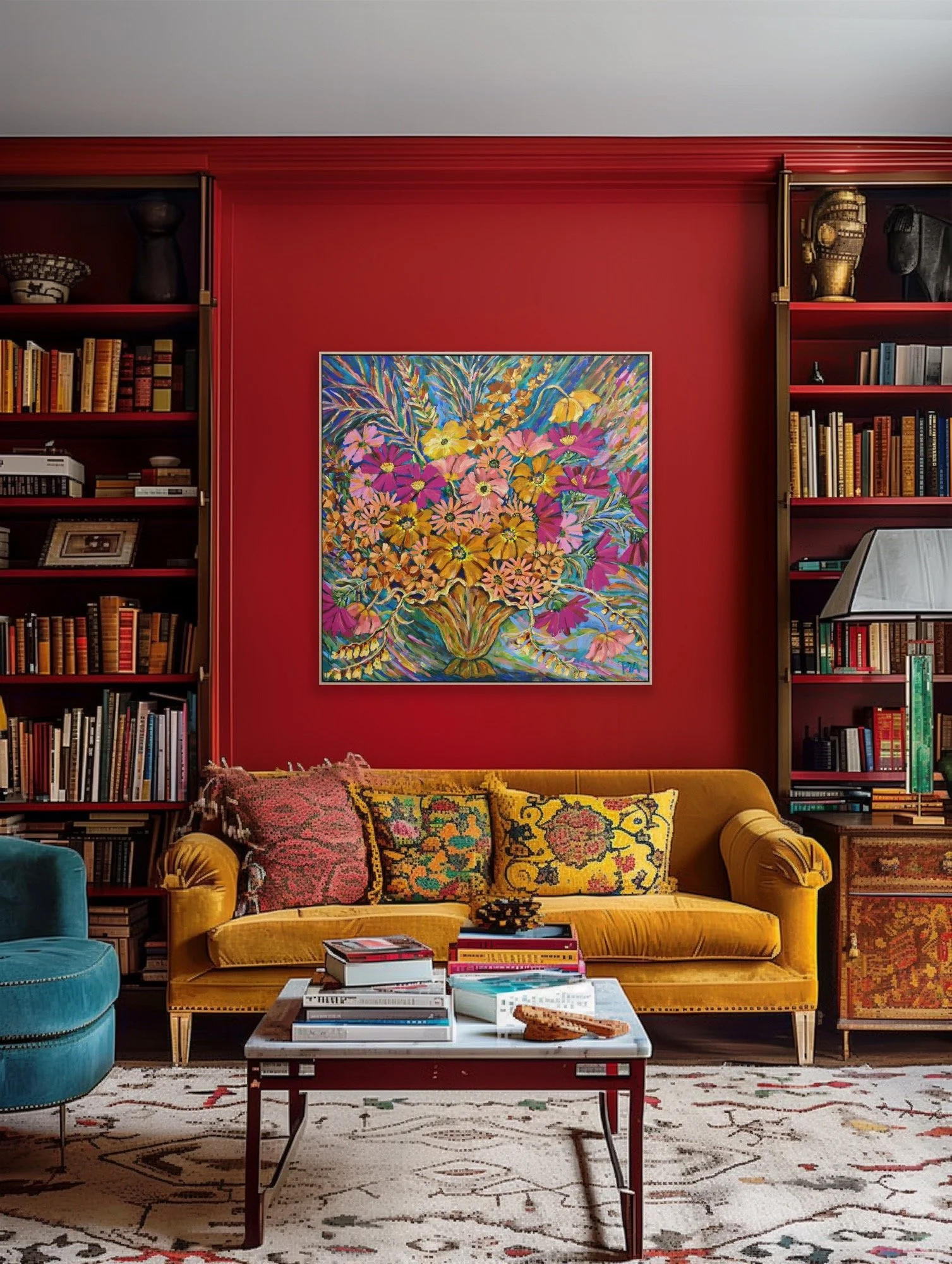Pia Kuykhoven, large colourful floral painting, The Corner Store Gallery._4442.JPG