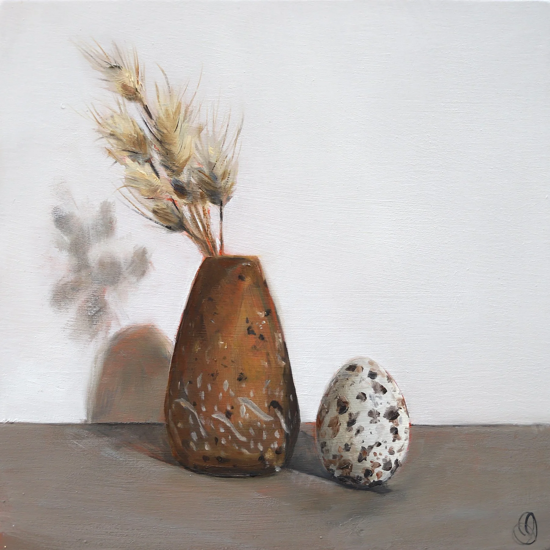 Josephine Johnson - Crested Tern Egg from 1965 with Goomalling Clay Vase