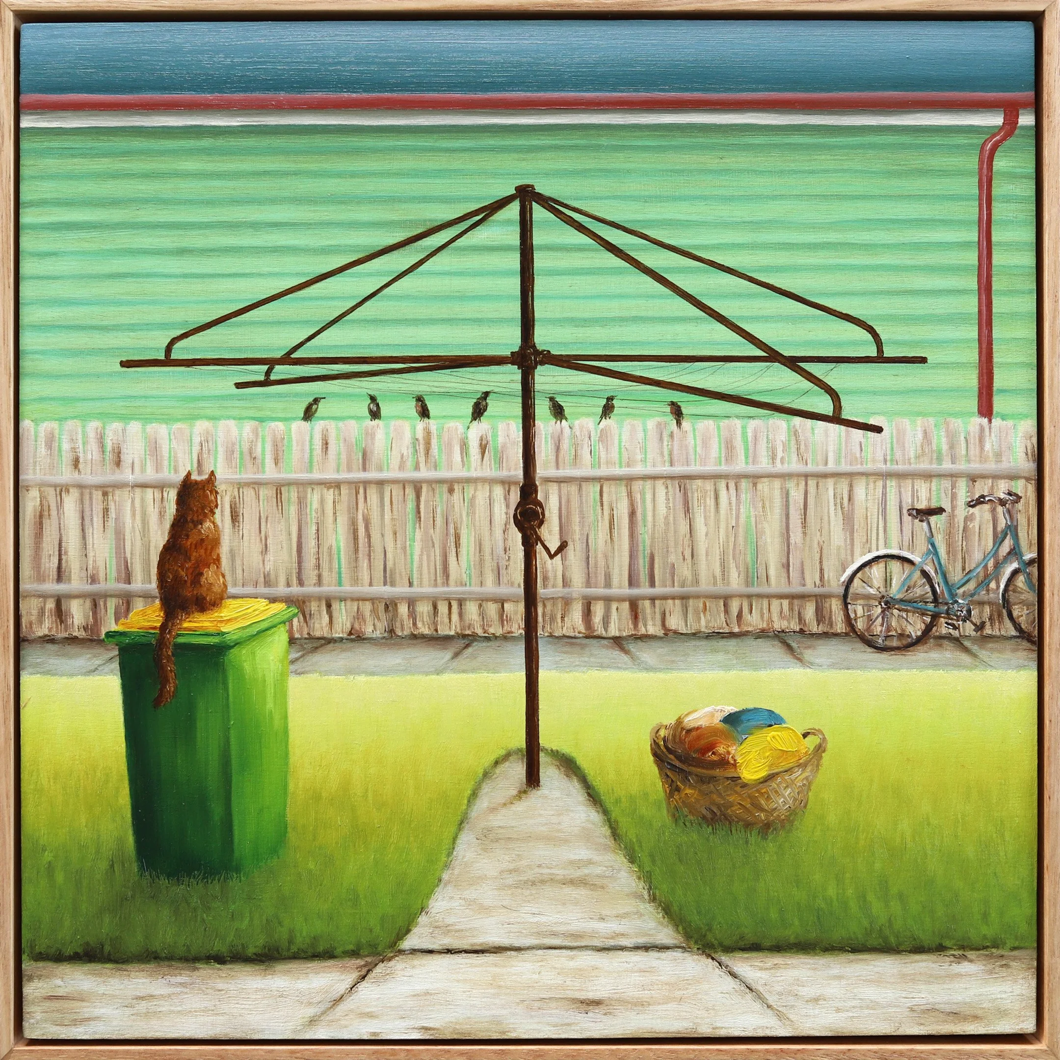 Matthew Watts - Over the Fence #21, Cat on Wheel Bin