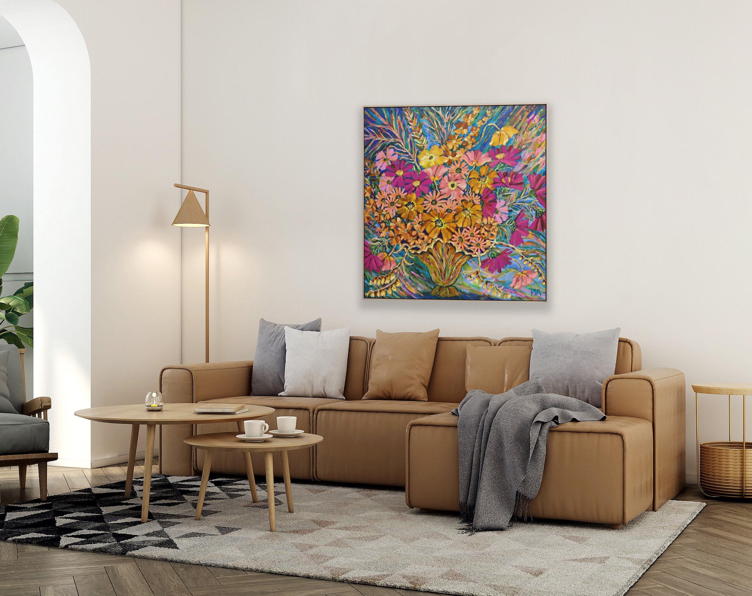 Pia Kuykhoven, large colourful floral painting, The Corner Store Gallery._4441.JPG