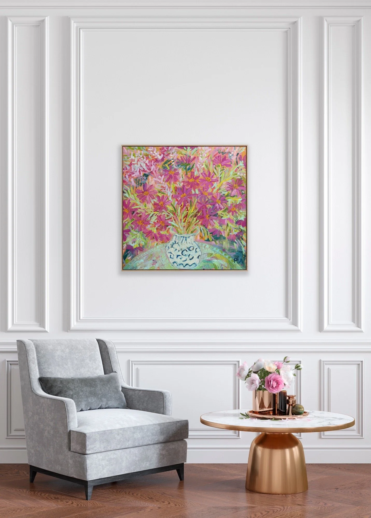 Pia Kuykhoven, large colourful floral painting, The Corner Store Gallery._4426.JPG