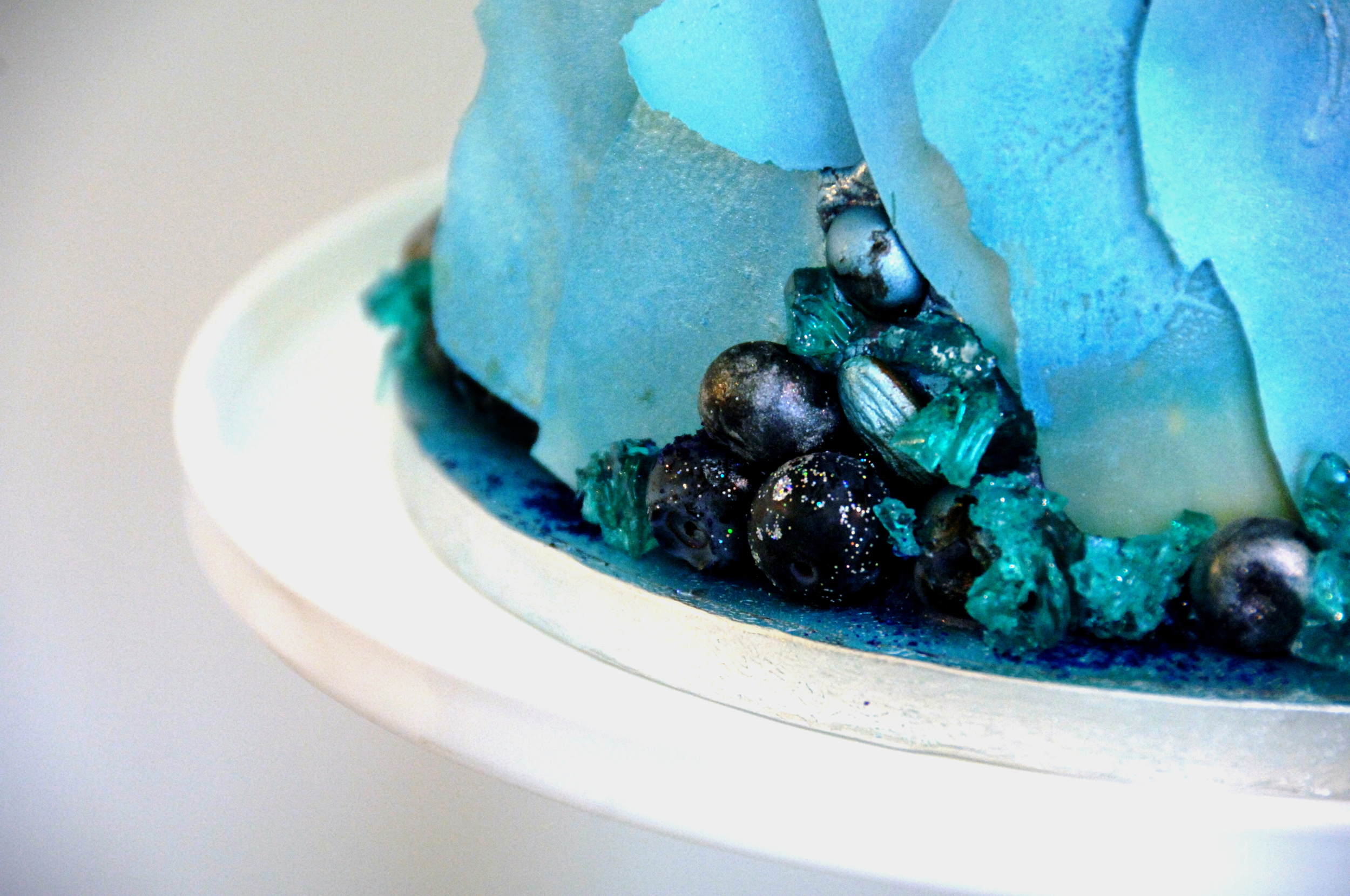  'Frozen' blueberries, hoare frost and ice shards 