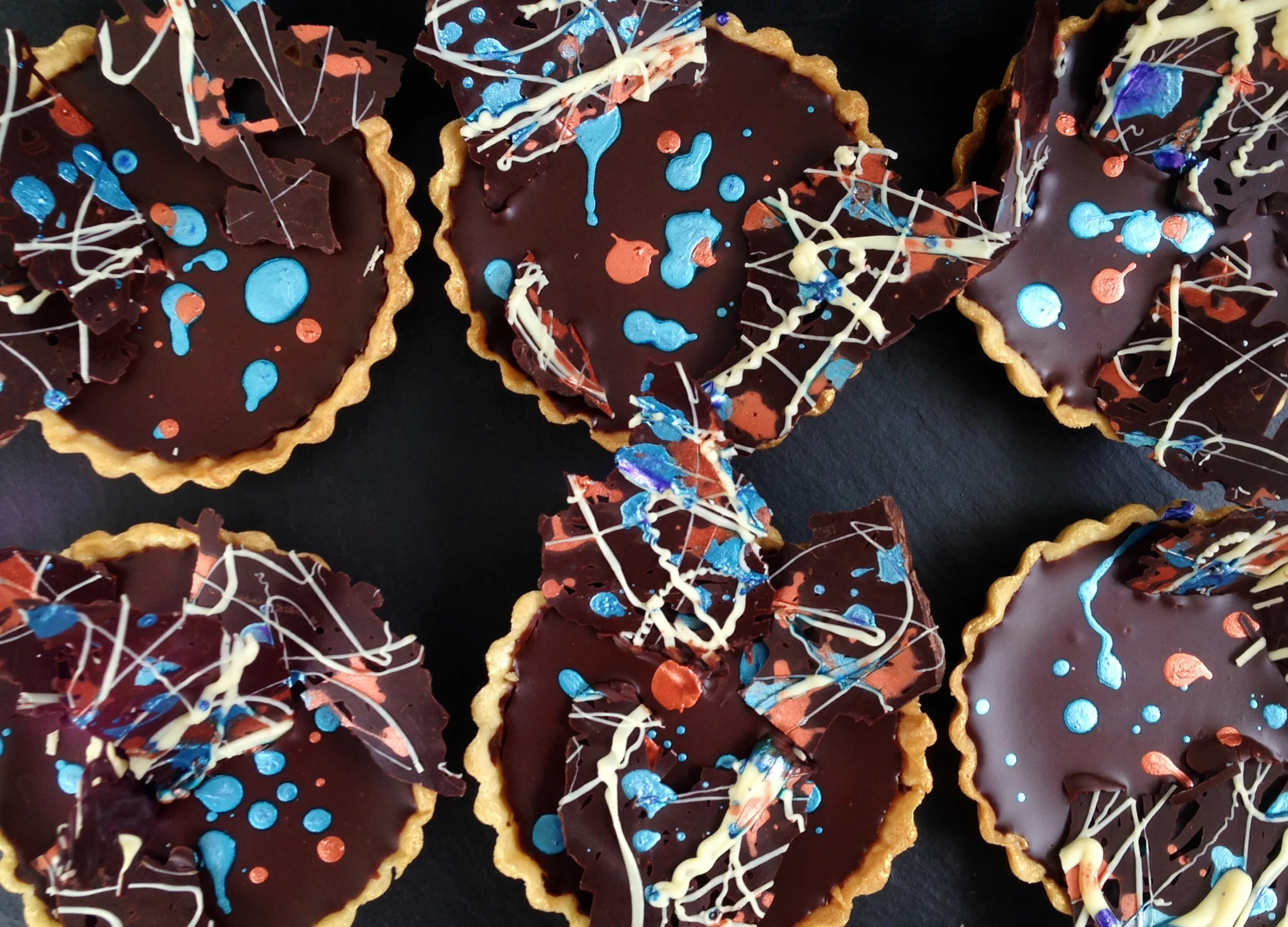 Jackson Pollock Chocolate Ganache Tarts