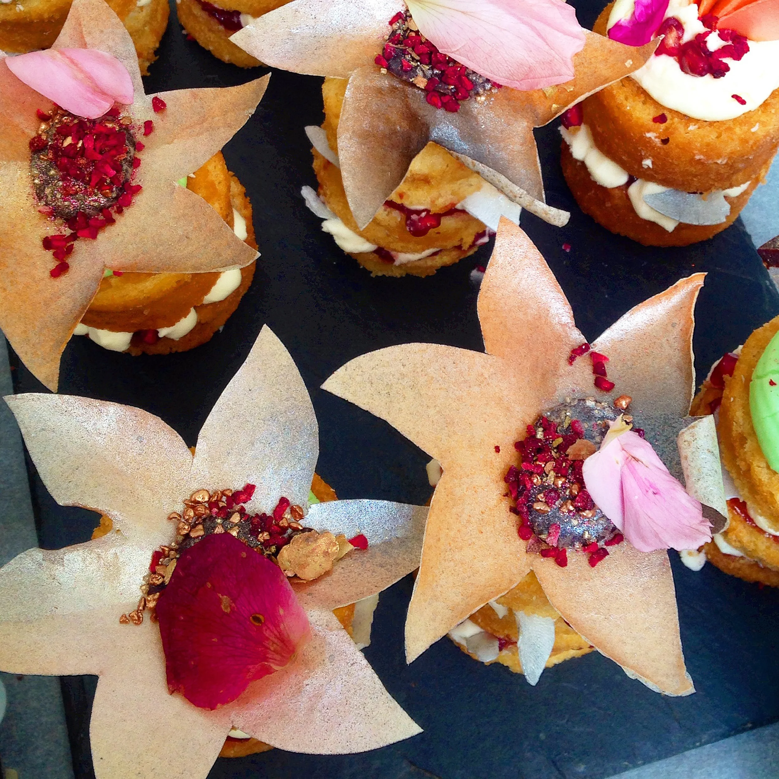 Vanilla, Coconut, Pomegranate & Raspberry Mini Cakes