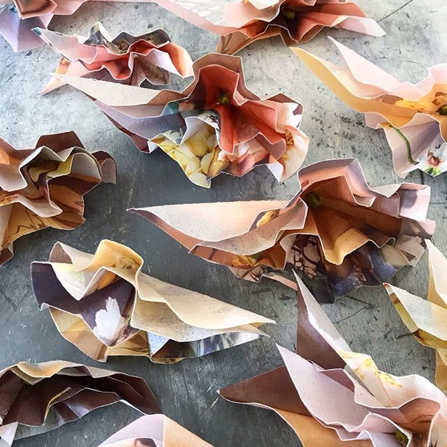 &lsquo;Golden Hour&rsquo; origami blooms.  We make all our decorations in house and they are always totally edible.  These are great fun to eat!  Eat Your Art Out.