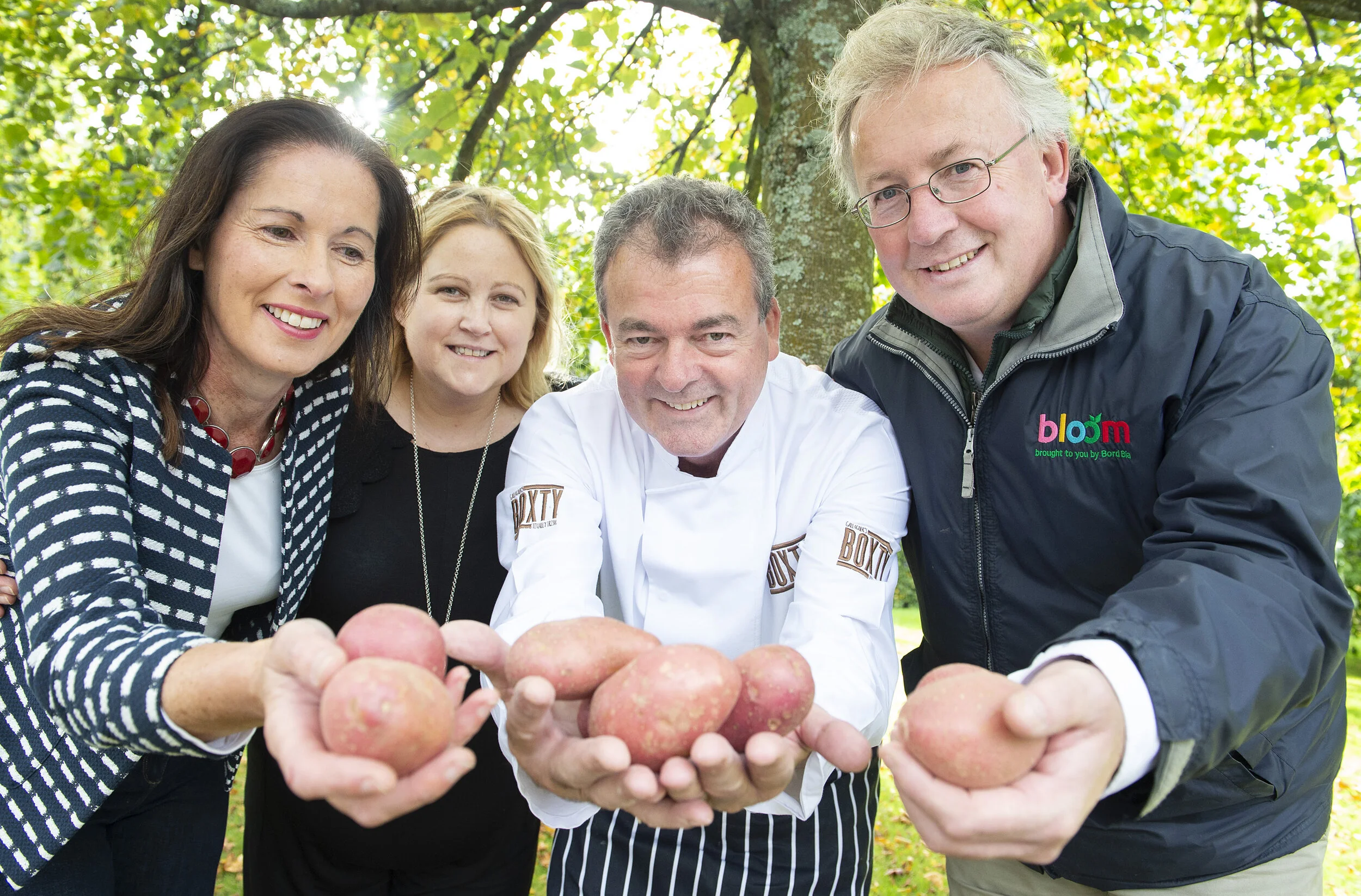 (l-r) Nora Sheehan, Cork-based potato grower, Padraic Og Gallager, proprietor of The Boxty House Templebar, Lorcan Bourke, Fresh produce and potato sector manager, Bord Bia