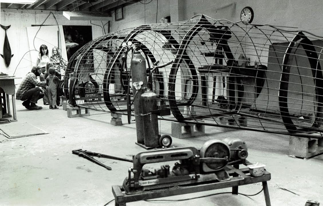Forty feet fabricated with iron framework in Oakland studio.