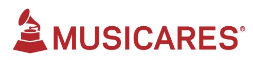 MUSICARES logo with a red gramophone icon next to the word 'MUSICARES' in red text.