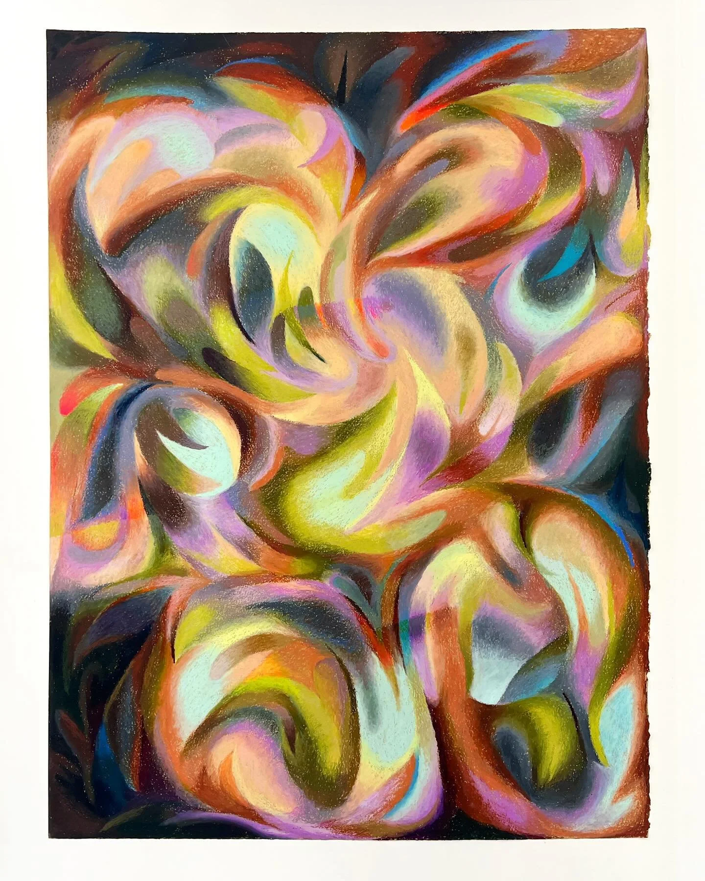 Tomorrow is the last day to see 3 Painters @fieldofplaygallery ~ so very thankful to @marksengbusch for starting this conversation between @claregrill @vikroth and myself 🩵

Above - What Riot, 24 x 30 inches, 2025, oil pastel on paper.