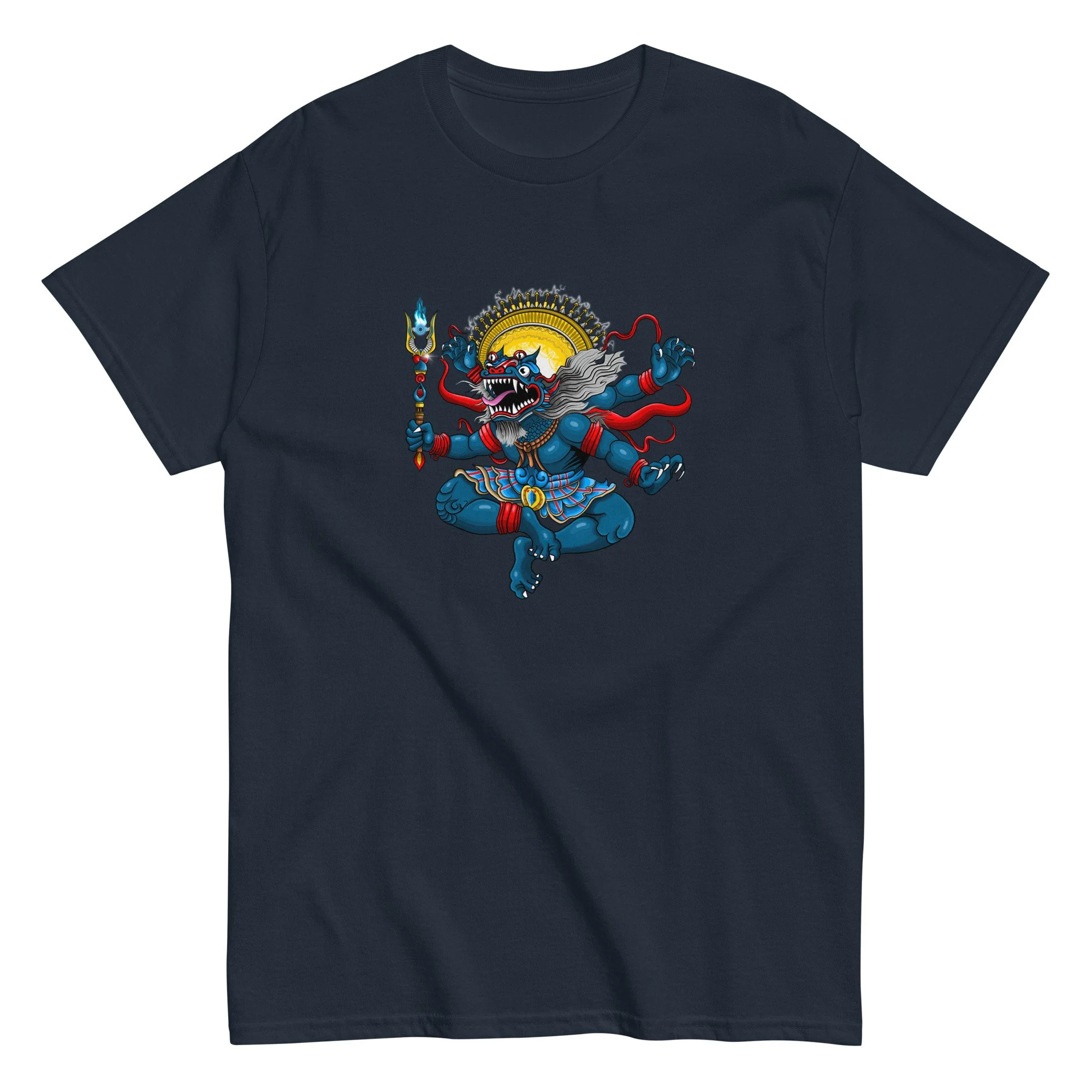 Rafiki demi-god primate illustration on a unisex cotton t-shirt by artist Linc Jolly