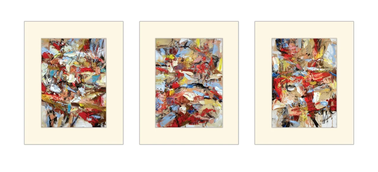 Suite No. 1 (Small Paintings 14-A, 15-A, 16-A) oil on paper, 16"H X 12"W each (2012)