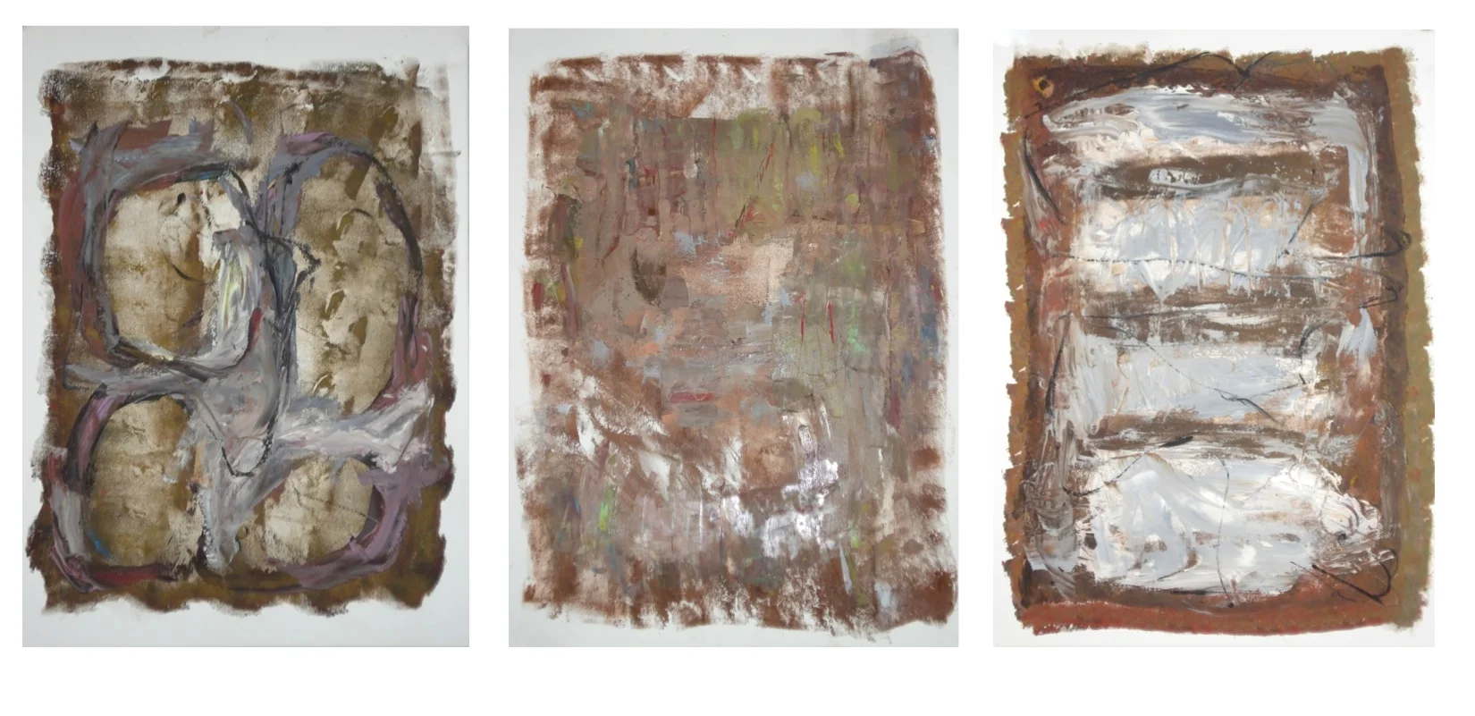 Three Works on Paper oil on paper, each 30"H X 22" (2015)