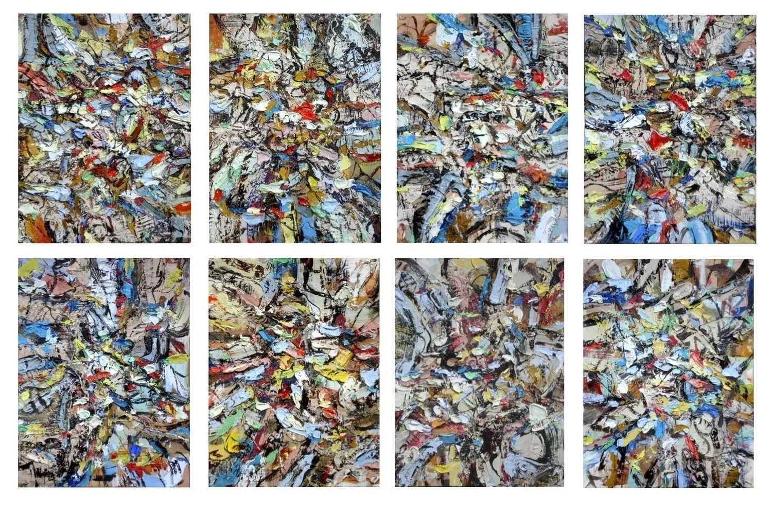 Small Paintings No. 29A-36A oil on paper mounted and framed each image 16"H X 12"W (2014) Private Collection