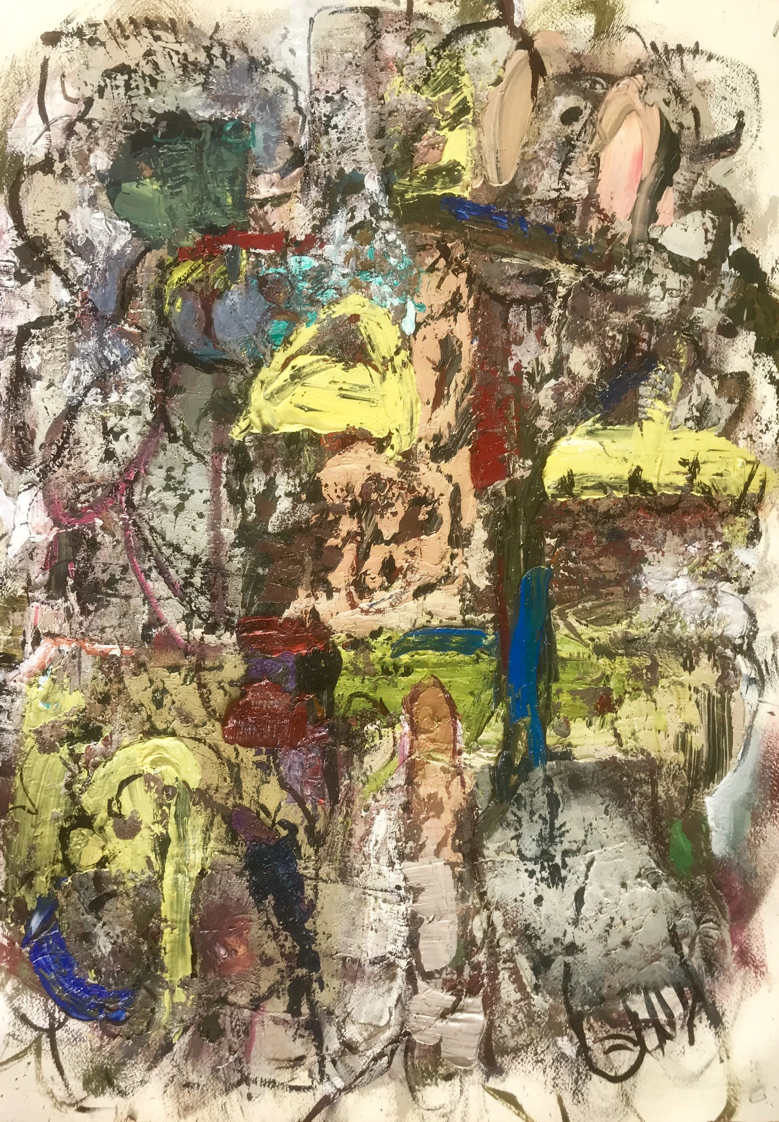   Small Painting 24C,  oil on paper  30”H X 22”W, 2018   