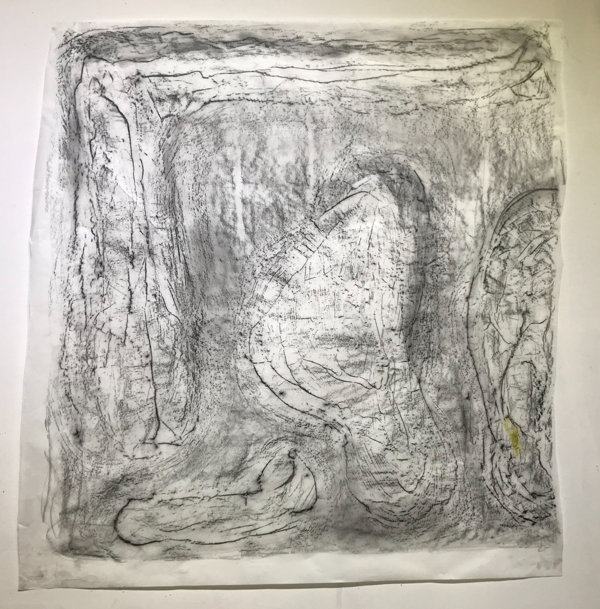 Rubbed Drawing No. 1 charcoal on vellum 42”H X 39”W (2019)