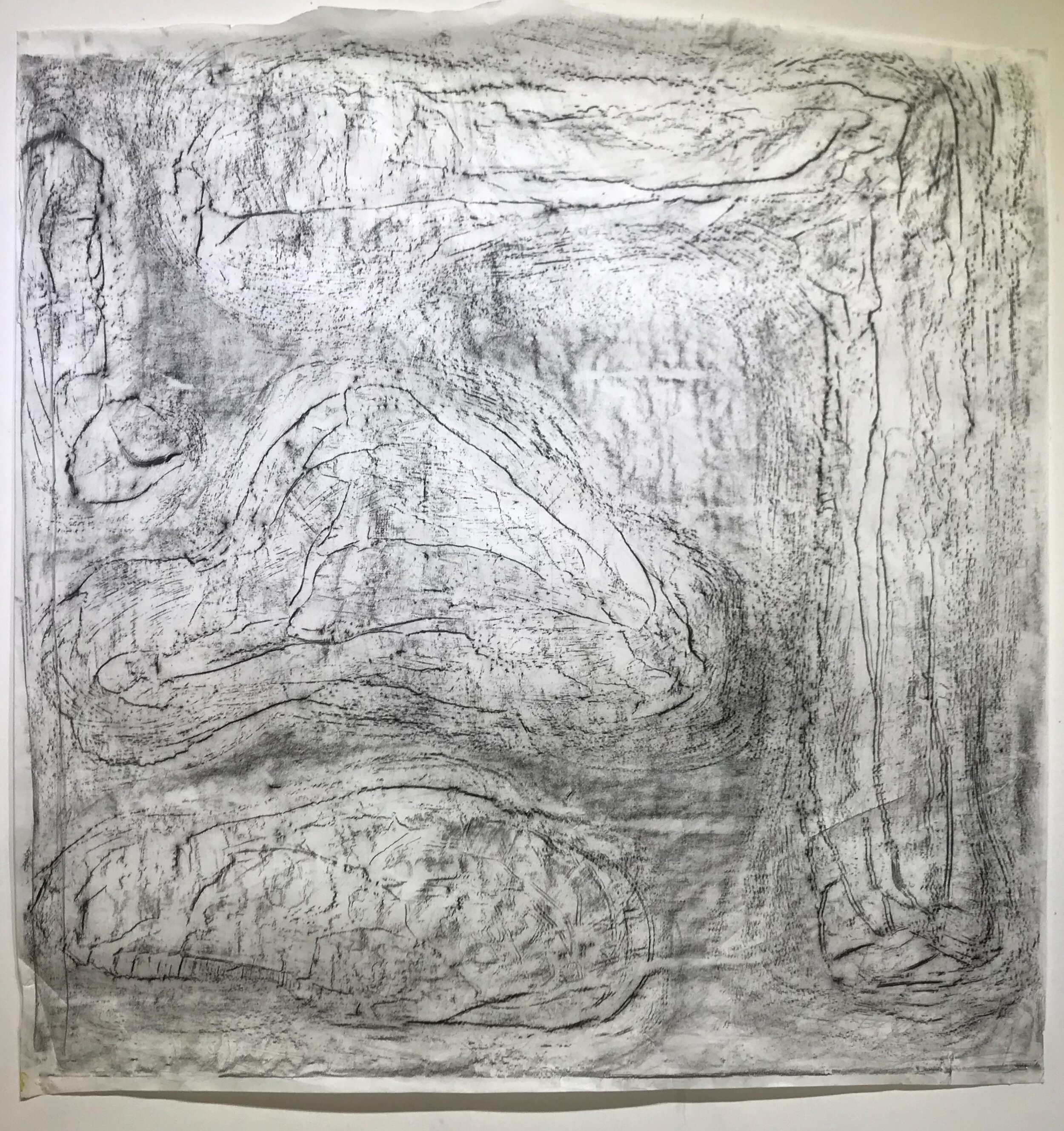 Rubbed Drawing No. 11 charcoal on vellum 45”H X 42”W (2019)