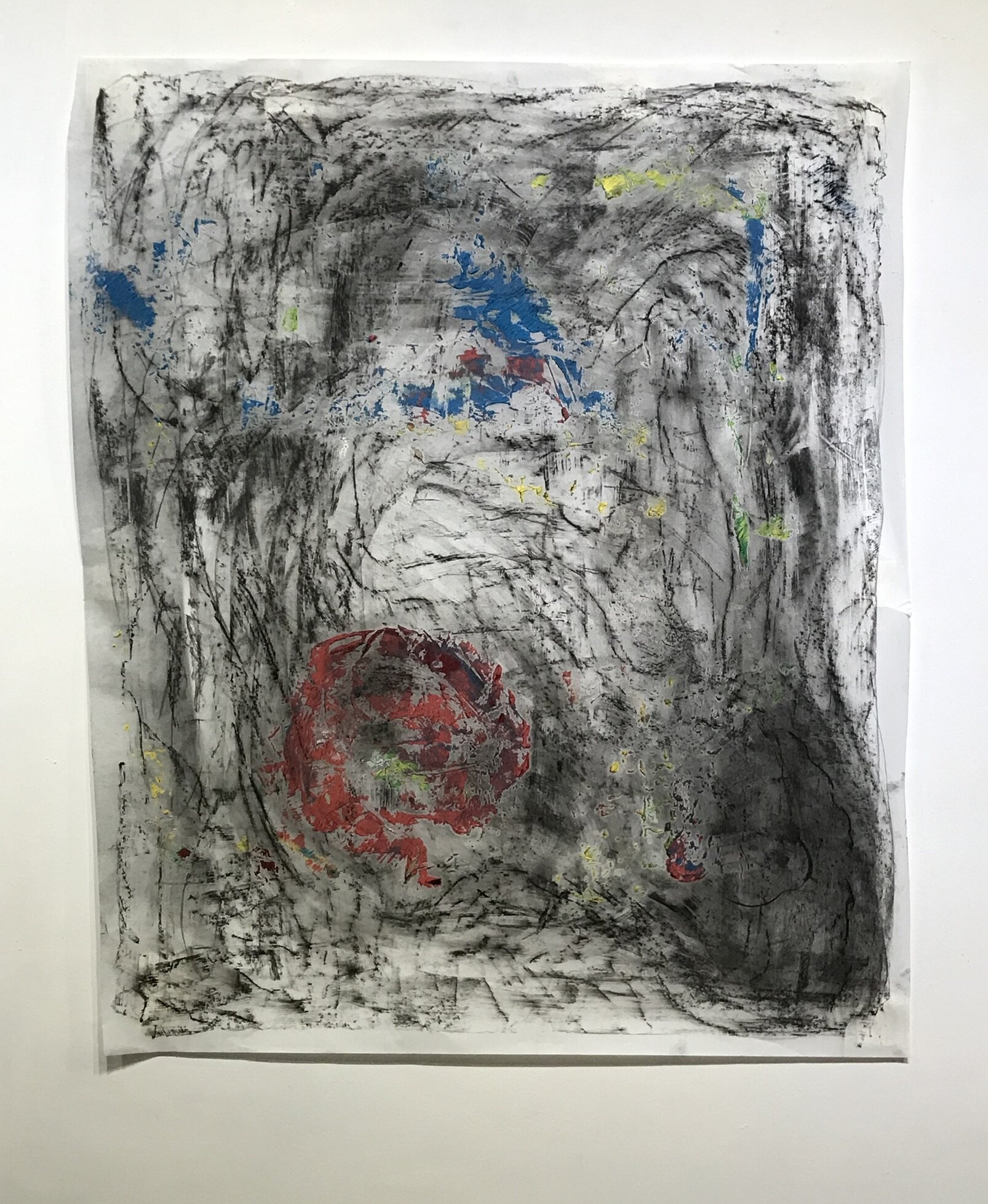 Rubbed Drawing No.15 charcoal and oil on vellum 42”H X 35”W (2020)