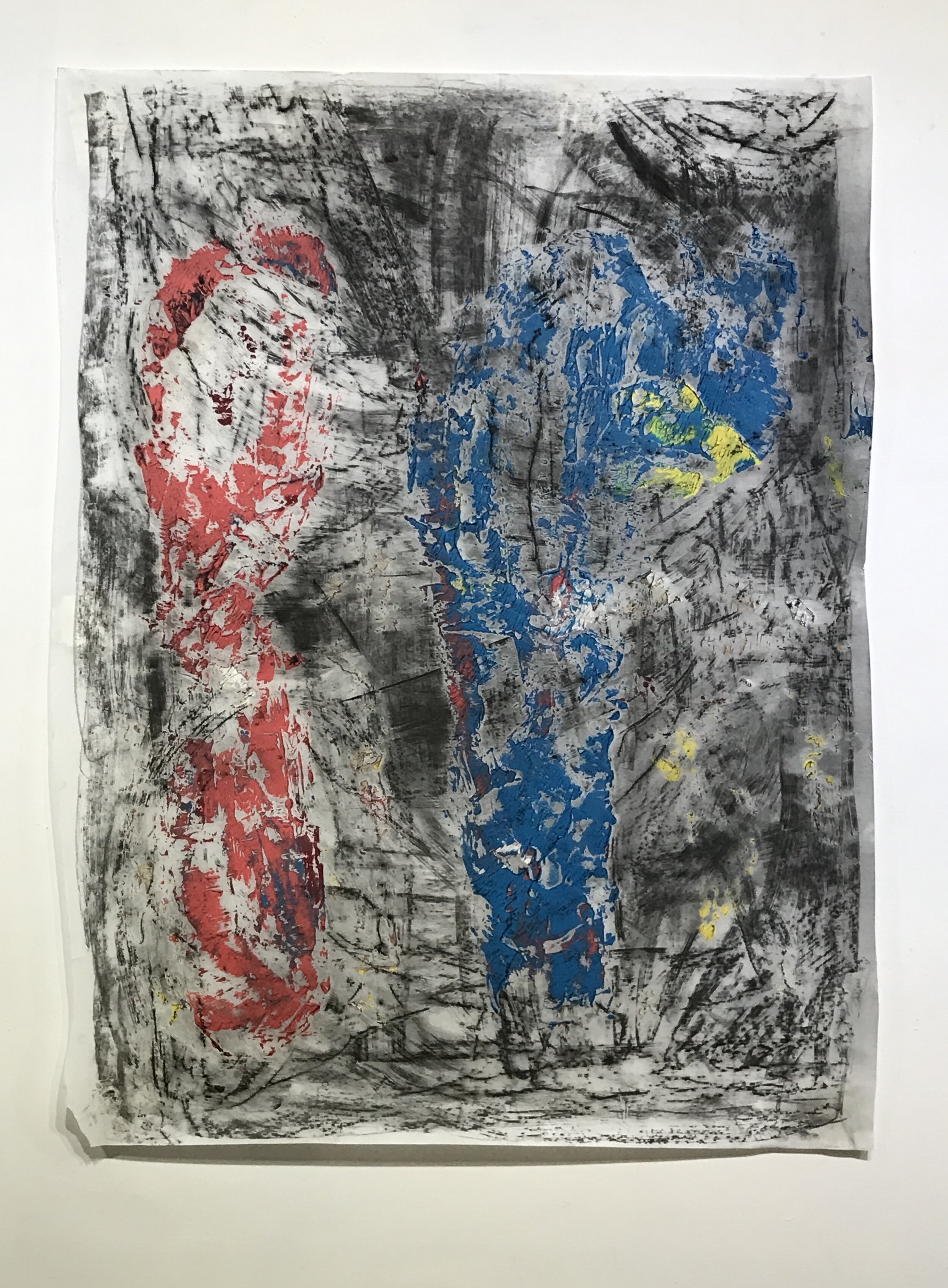 Rubbed Drawing No. 16 charcoal and oil on vellum 42”H X 33”W (2020)
