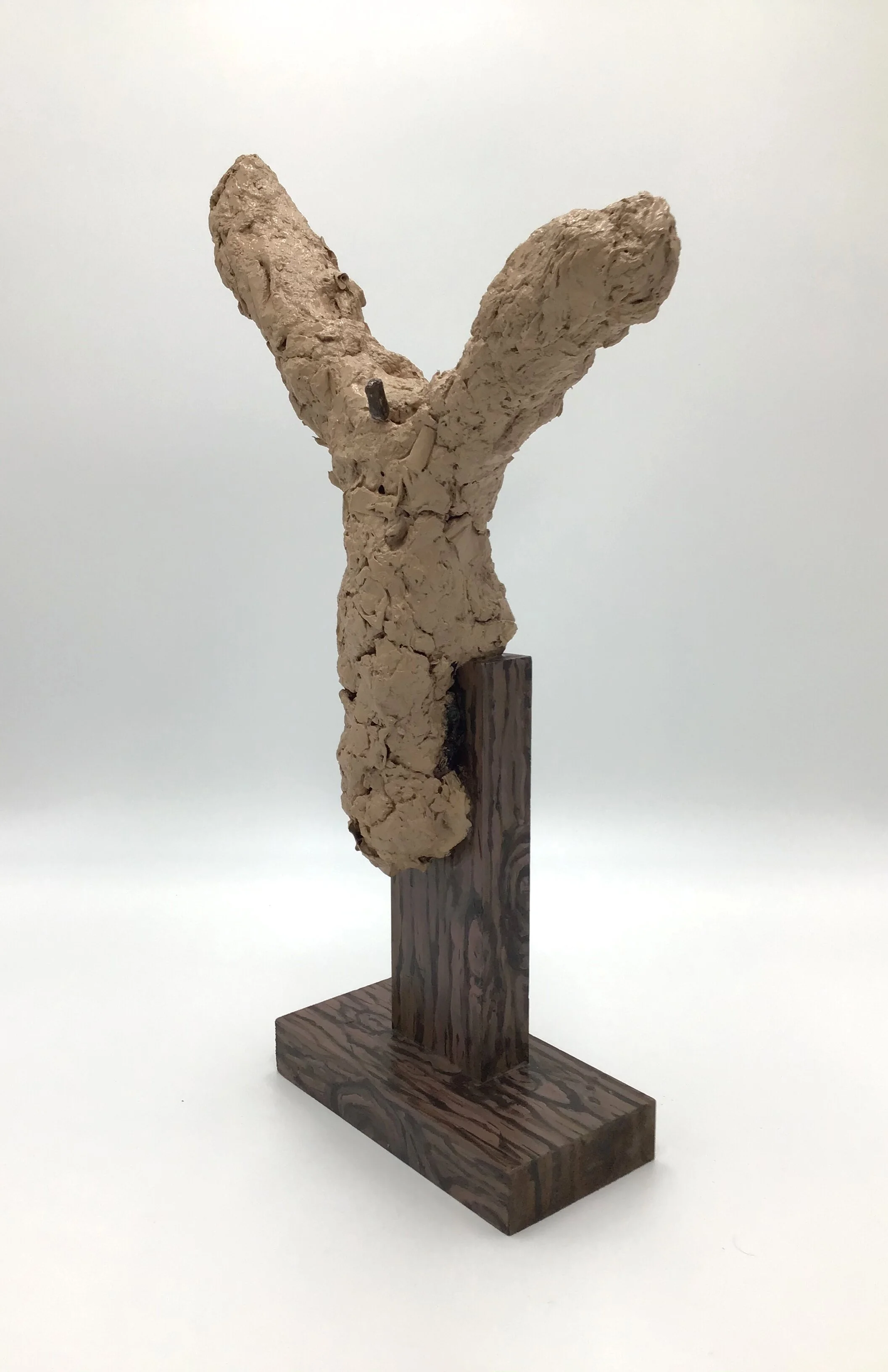 Crucifixion paper mache, wood, acrylic paint 18.5”H X 3.5”W X 12”L (2018)