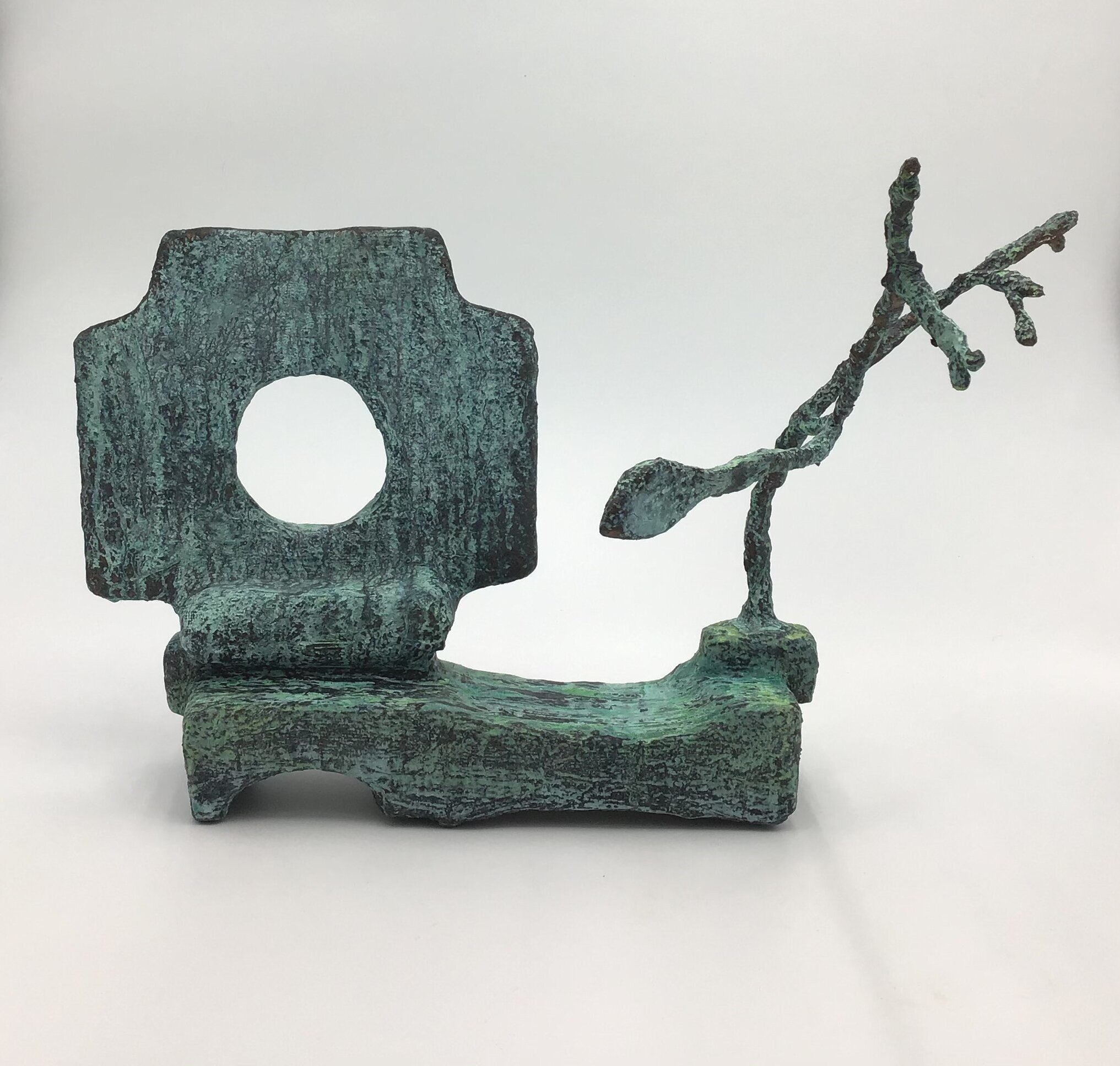 Monument, styrofoam, cardboard, tree branch bronze metallic paint with patina 15.5”H X 23W X 12”D (2021)