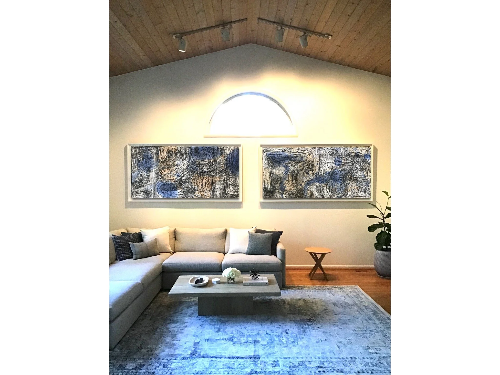  Installation view,  Rubbed Drawing Diptych  