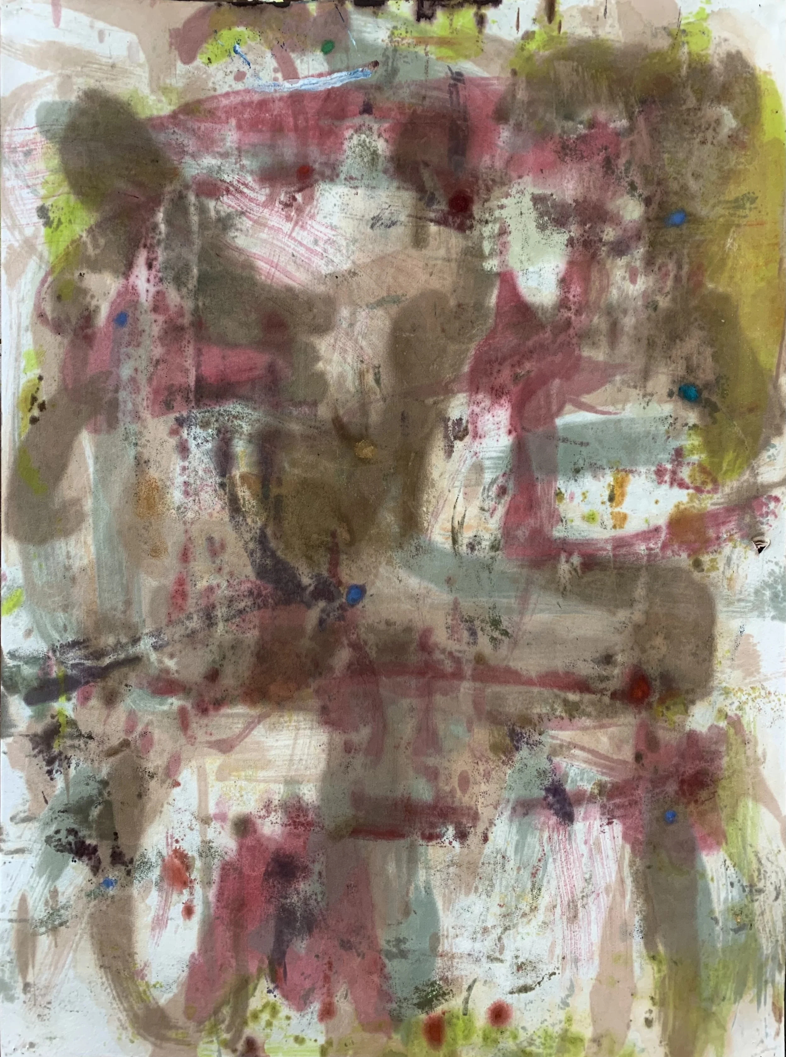   Reverse Painting 12,  oil on Evolon paper, 30”H X 22”W (2025) 