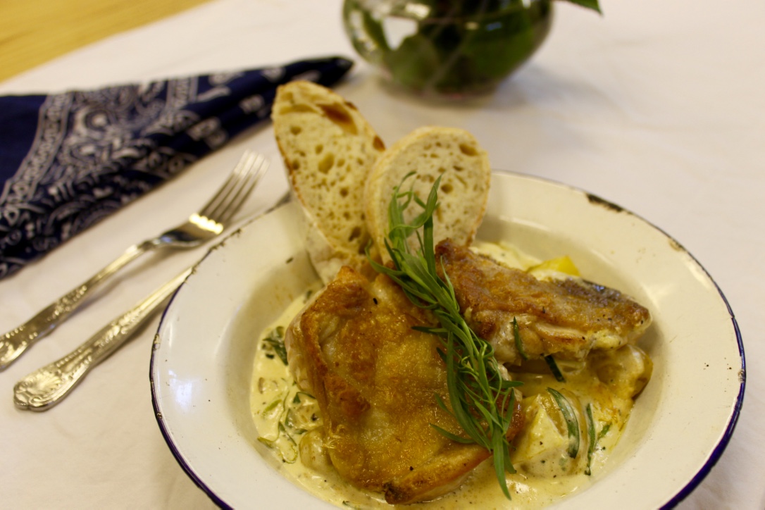 Chicken and mushroom in cream sauce with tarragon - I think I drank a pint of the sauce by the time we finished