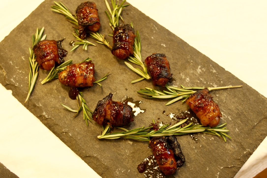Cranberry and rum glazed pigs in blankets