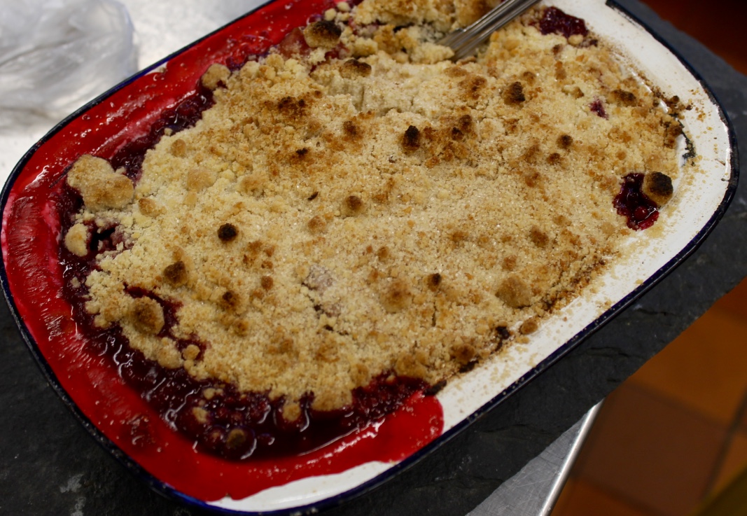 Winter berry crumble...enjoyed by the Leigh-Wood family for lunch the next day
