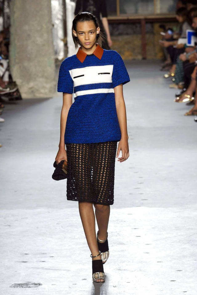 Proenza Schouler I loved this almost-preppy look from Proenza Schouler . The beautiful knit sweater and airy skirt combo is fresh with a classic shape.