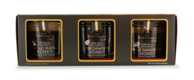 This gift set contains Wedderspoon's three top-selling gourmet honeys: Wild Rata, Beechwood and Wild Dandelion. The set is perfect for your daredevil friends who want to try it all.