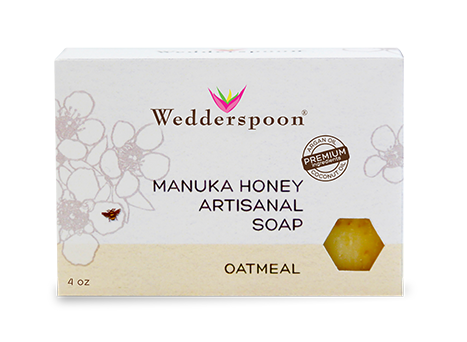 Wedderspoon has three flavors of Manuka Honey Artisanal Soap, including Oatmeal. Each of the Manuka soaps contain exfoliating beads that are therapeutic and leave the skin feeling soft and smooth until your next wash!
