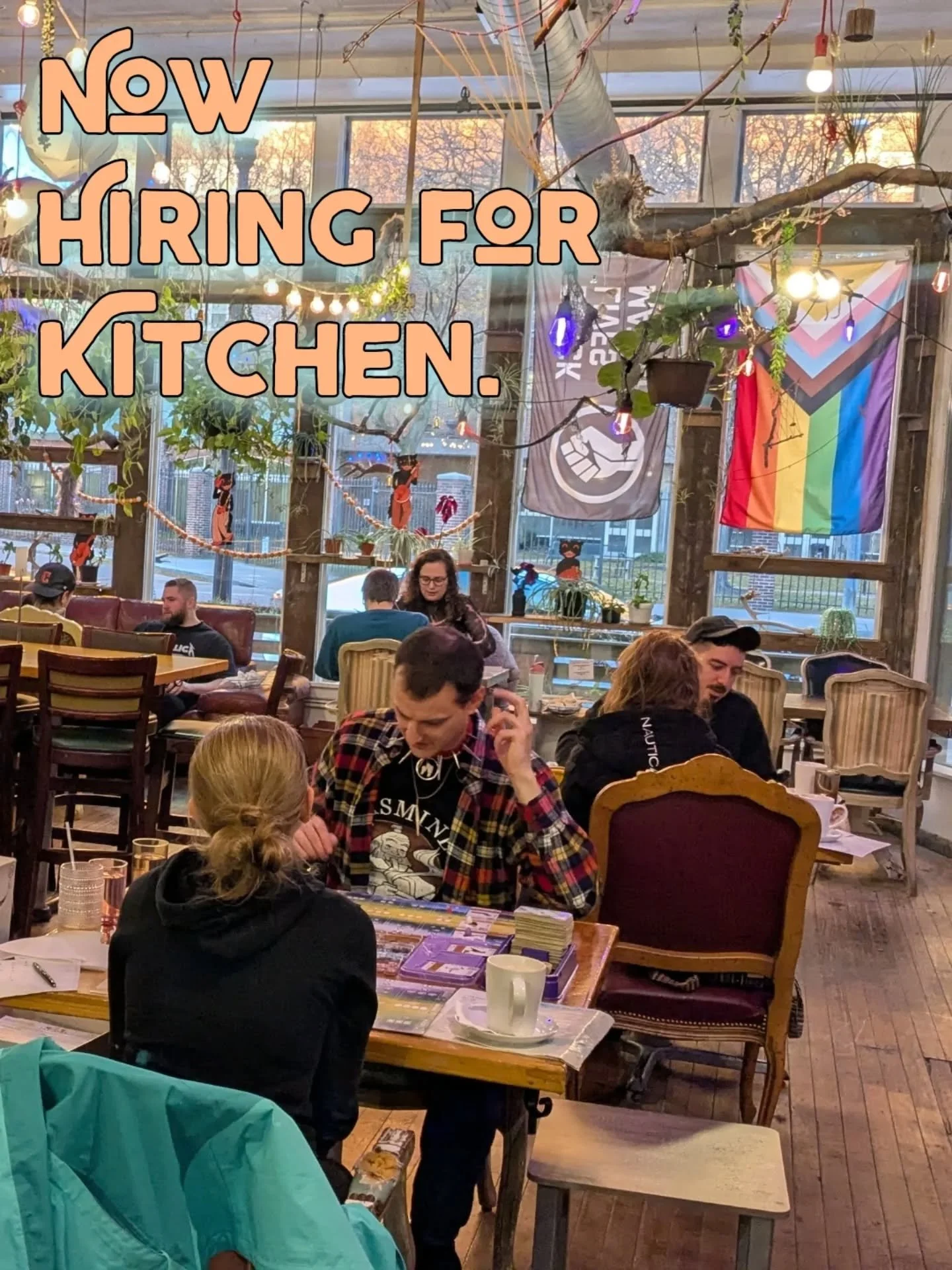 Heyo! We're accepting applications for kitchen positions at the cafe! Weekend and evening available are a must.  Reach out and we'll make sure you get all the details!