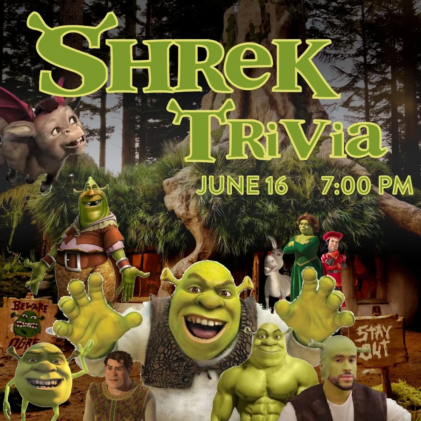 You asked for it! (you didn't) You got it! 
The big green ogre is here and we're gonna ask trivia questions about him! Shrek has become a cultural icon and we're here for it! 
Mostly going to stick to questions about the movies, but don't be thrown o