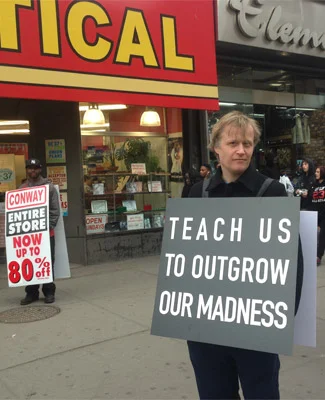 Jacob performing Sandwitched , New York, Work by Alfredo Jaar