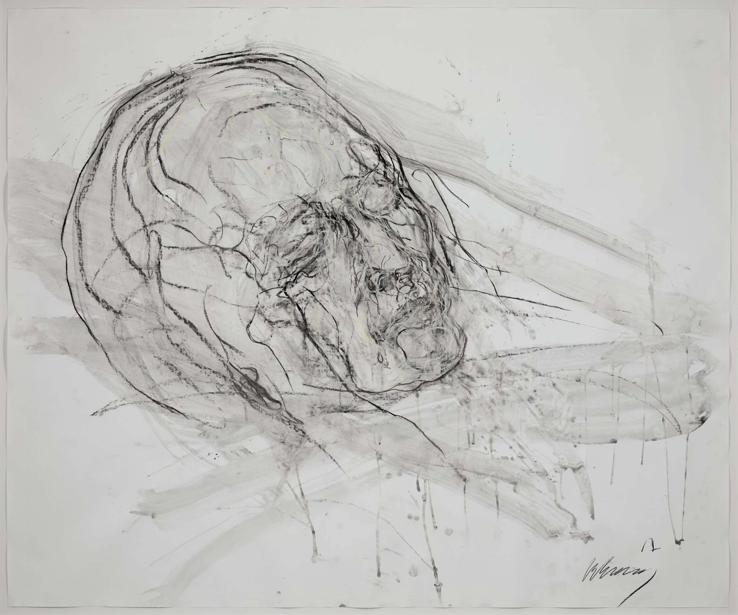 Mother, 2017. Charcoal and white pastel on paper, 150 x 180cm.