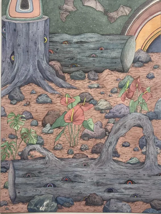 Woody Eyes, 2019. Watercolour, 42 x 29,7 cm.