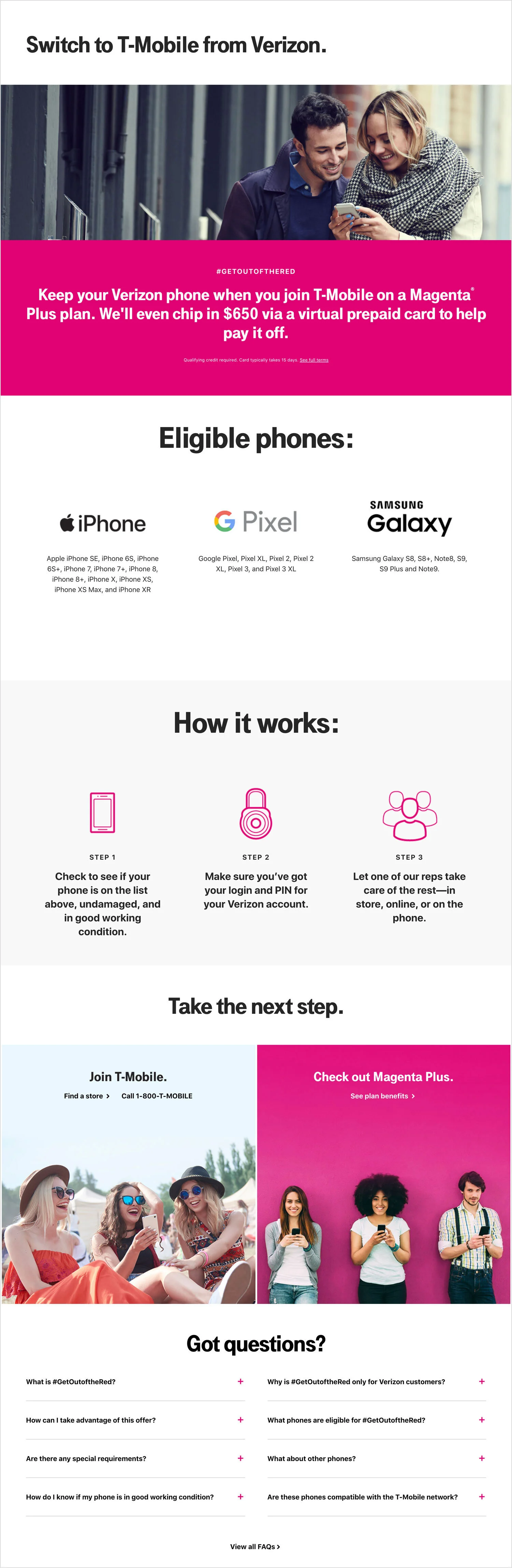 This page was created for T-Mobile’s website and built in AEM with Photoshop and Illustrator