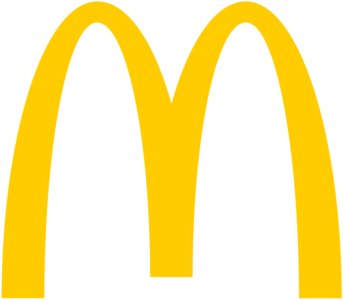 The McDonald's logo with a yellow golden arches on a black background.