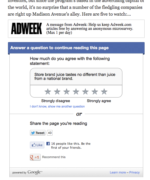 AdWeek should be ashamed at running such awful ad units as blockers to reading its content. Pathetic and ironic how uncreative an ad placement this is within an advertising trade publication.