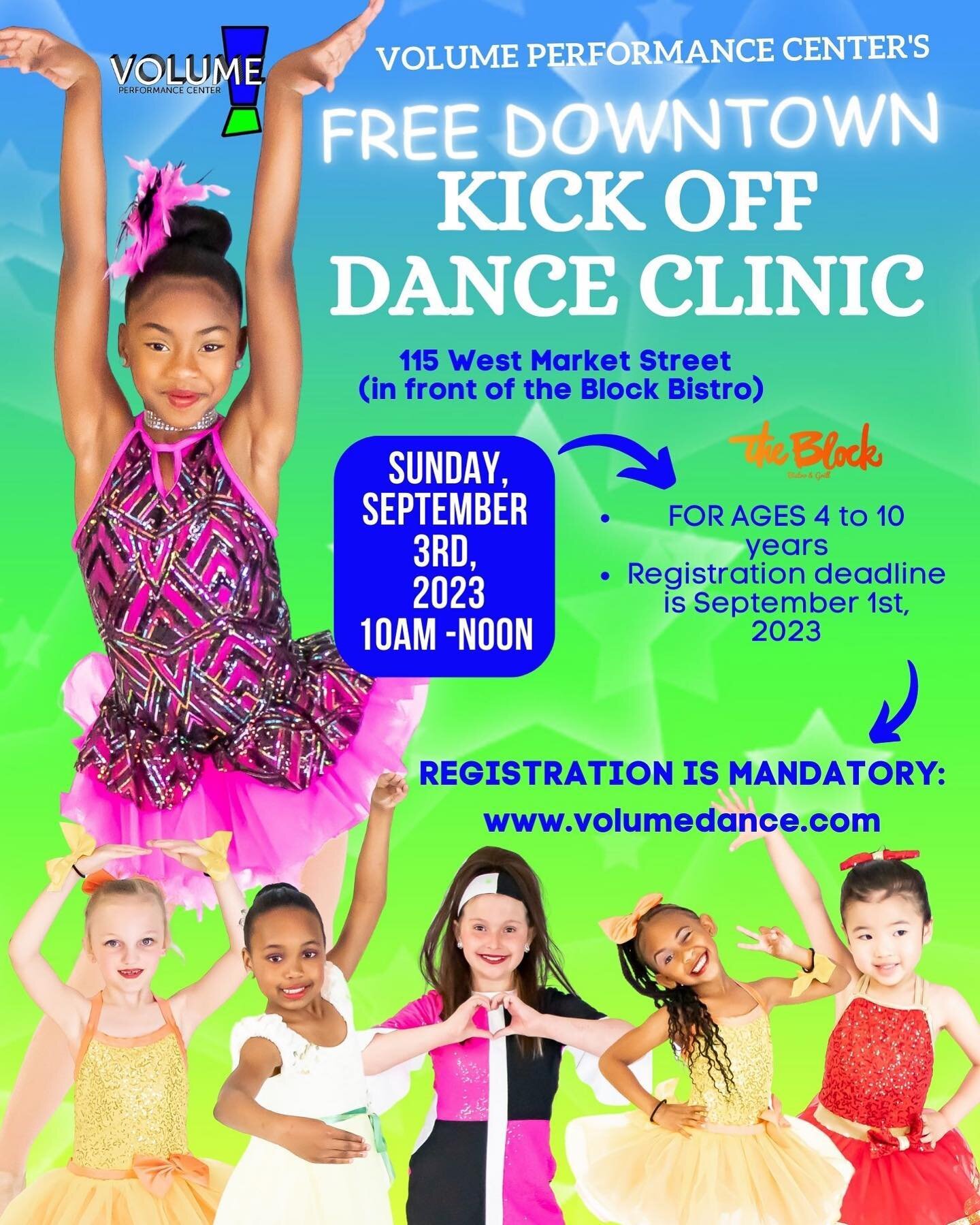 It&rsquo;s free! Join us near the circle downtown for a free dance clinic! Registration is required!