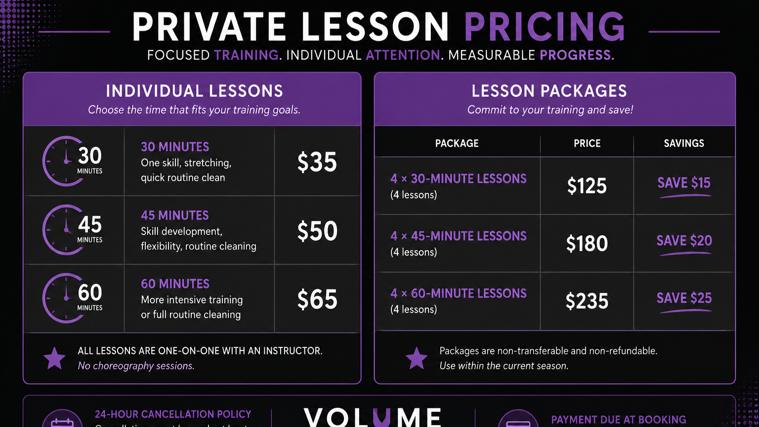 Purchase a Private Lesson or Private Lesson Package