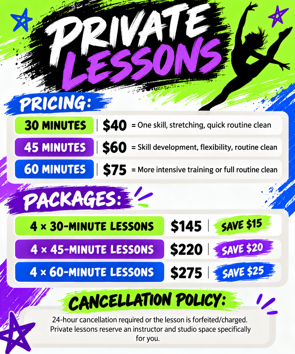 Purchase a Private Lesson or Private Lesson Package