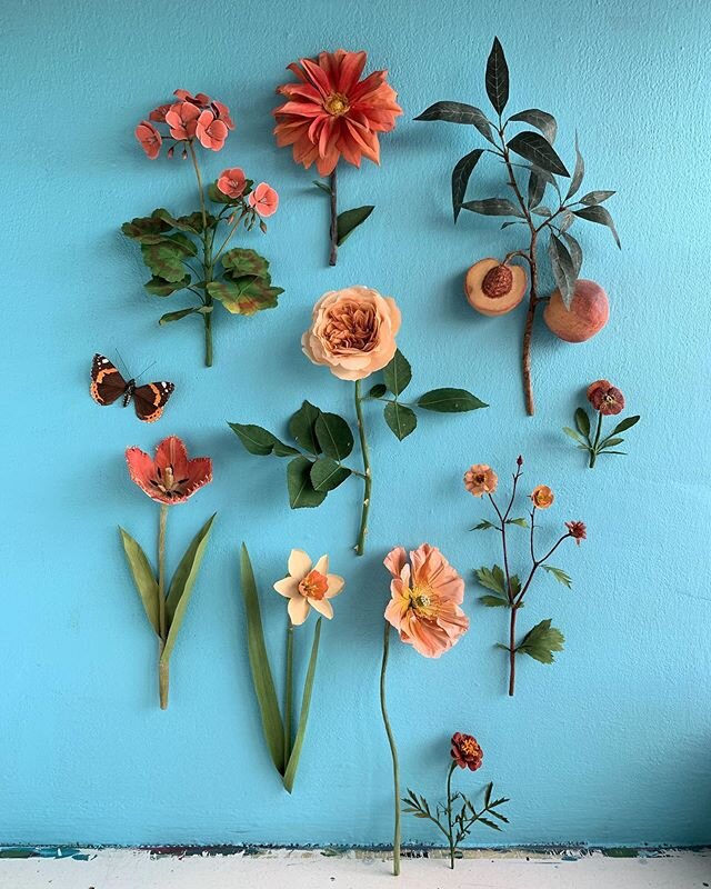 Peachy/Orange blooms are their own section in the library of things I&rsquo;ve created out of paper. I&rsquo;ve read, this color represents encouragement, excitement, enthusiasm or strength. In this time of both uncertainty and movement forward, I&rs