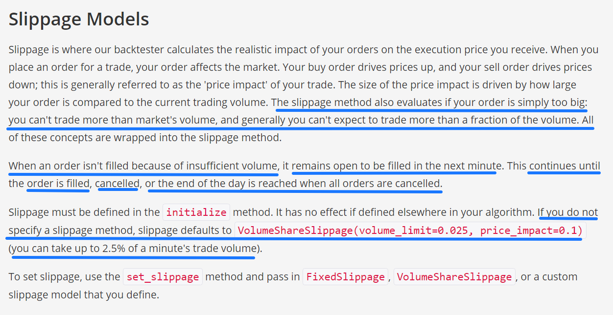  Quantopian Slippage Model @ Quantopian.com Underlined by @blackarbsceo for emphasis 