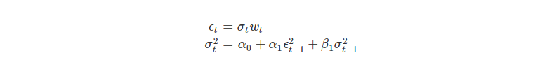 garch(1, 1) formula from quantstart.com