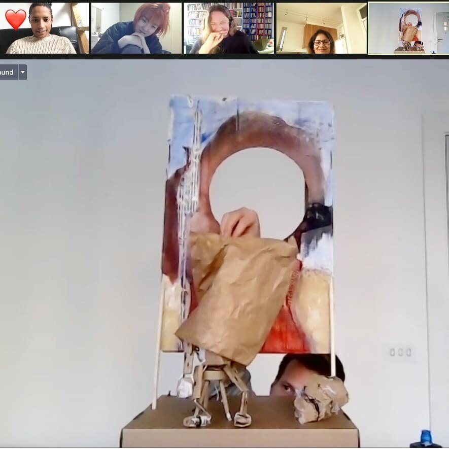 Never done anything like this in my life, but the other day I sang a song and did some puppetry over zoom, with my head in a face-in-hole board I made that was still wet with paint.

Many things to learn and much to be humble about, but here's to try