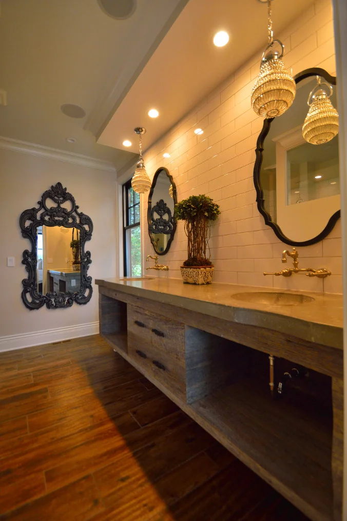 Reclaimed barn wood bathroom vanity.