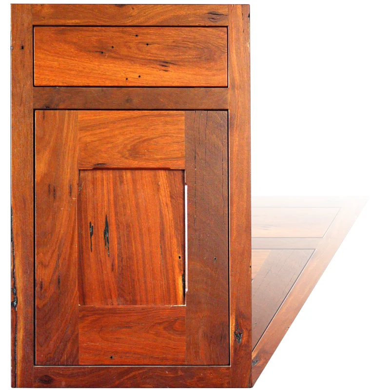 Reclaimed Character Jarrah (an exotic hardwood) finished with catalyzed conversion varnish